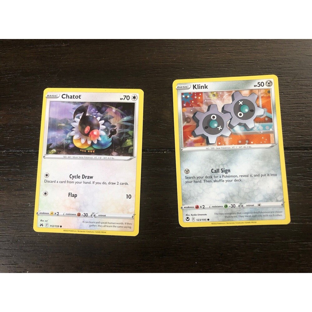 Chatot Cycle Draw & Klink Call Sign Pokemon Cards- 2
